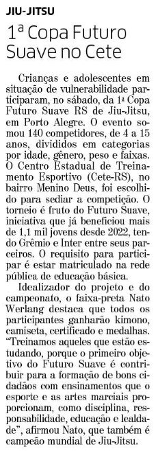 Correio do Povo impresso, 15/04/2024: 1ª Copa Futuro Suave no Cete
